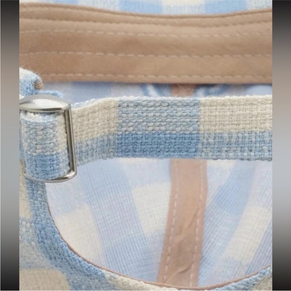 Adjustable Checkered Light Pink + White Embroidered Bowknot Baseball Cap OS New - Picture 11 of 11